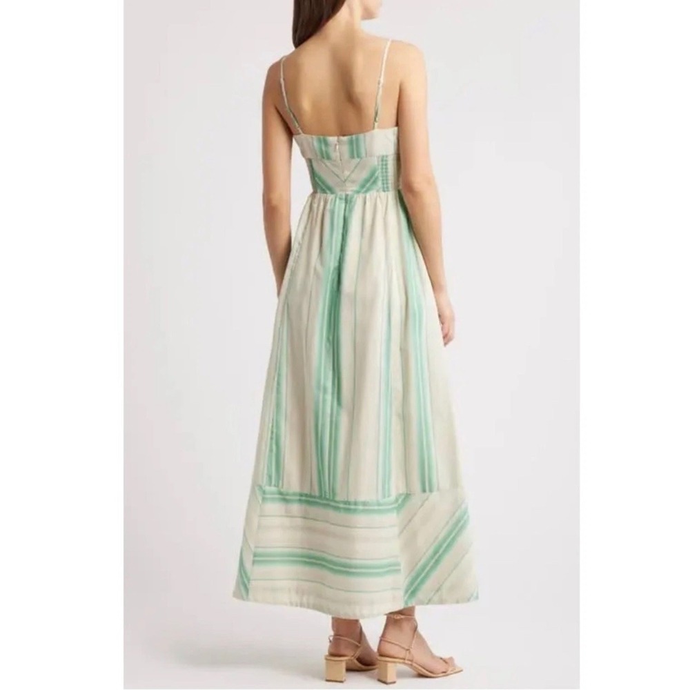 Du Paradis Striped Smocked Maxi Dress  Euro Summer Cottagecore Milkmaid Boho L - Picture 3 of 14